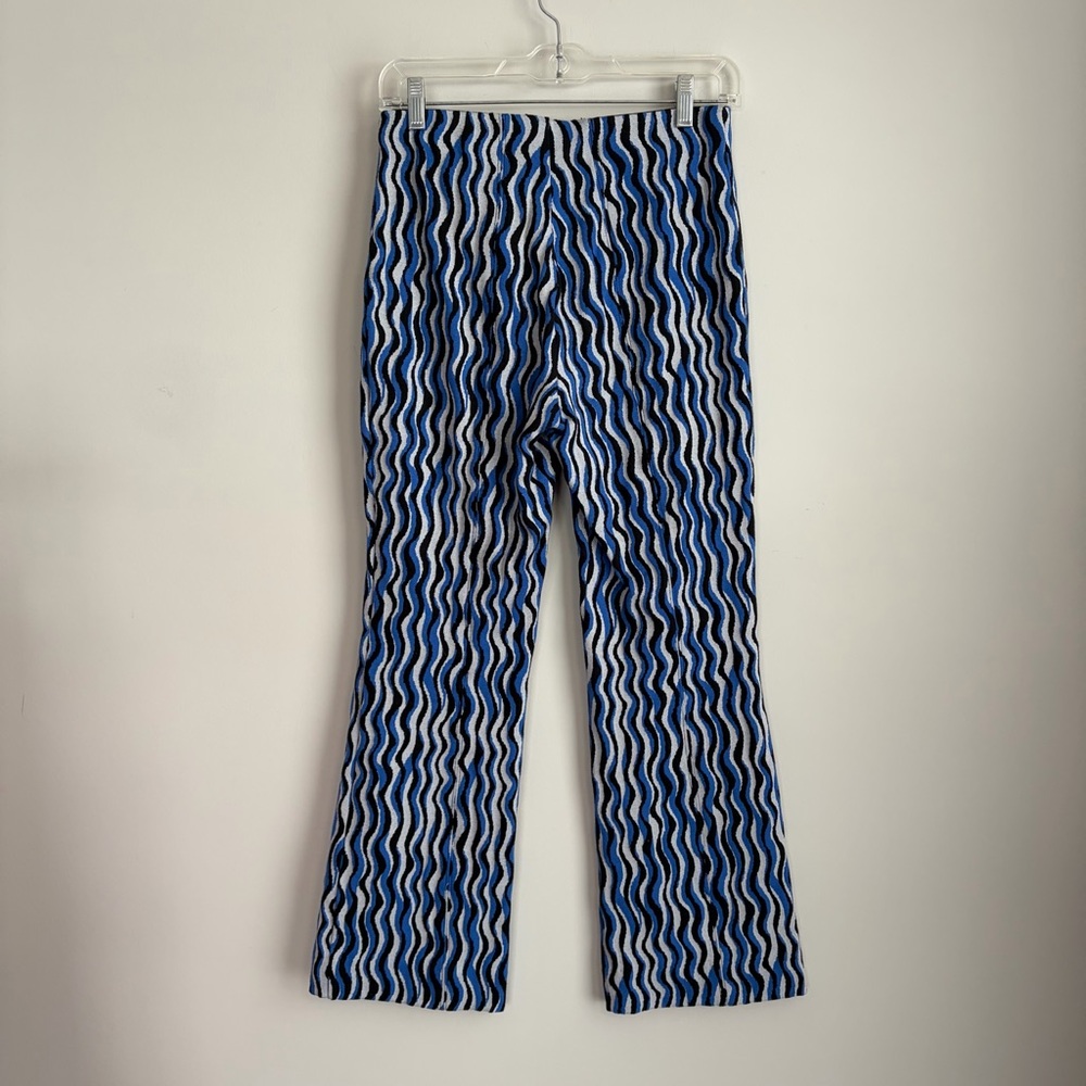 Maeve The Margot Cropped Kick Flare Pants Wavy Blue Stripe Motif - Picture 3 of 7
